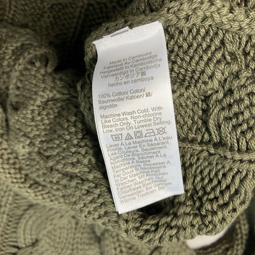 J Crew 2025 Rollneck Cable Knit Sweater Womens XL Woodland Brush Green Cotton - Picture 6 of 9
